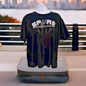 Adidas San Antonio Spurs T Shirt Men's 2XL Black w white Logo NBA Basketball